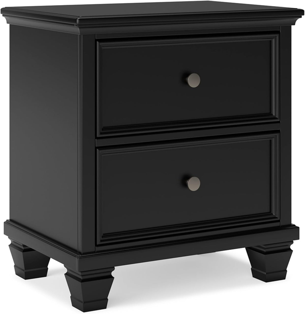 Signature Design by Ashley Tall Farmhouse Nightstand, 2 Drawer, Black
