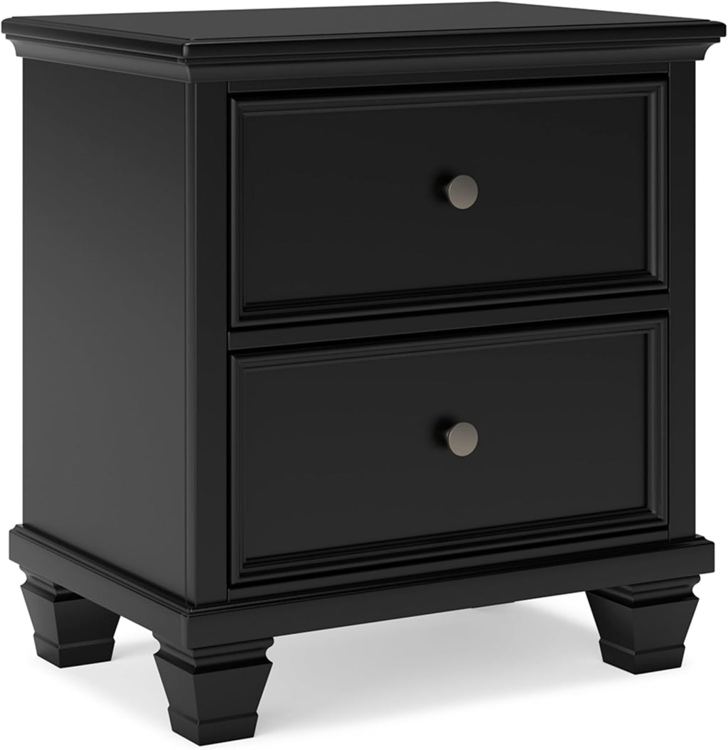 Signature Design by Ashley Tall Farmhouse Nightstand, 2 Drawer, Black