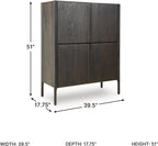Signature Design by Ashley Fully Assembled Accent Cabinet, Espresso | Modern accent cabinet, Solid oak and engineered wood, 4 doors, 6 fixed interior shelves, Orsonal Series
