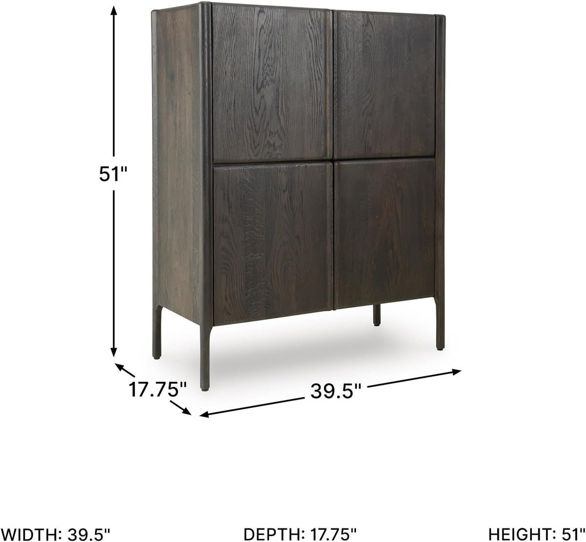Signature Design by Ashley Fully Assembled Accent Cabinet, Espresso | Modern accent cabinet, Solid oak and engineered wood, 4 doors, 6 fixed interior shelves, Orsonal Series