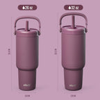 Ello Oasis Go+ 26oz Insulated Stainless Steel Tumbler with Straw, Rasberry