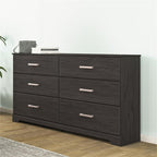 Signature Design by Ashley Belachime 6 Drawer Black Wood Bedroom Dresser | Spacious 60-inch frame for master suites, Antiqued pewter-tone handles, Deep 8.25-inch bottom drawers