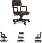 Signature Design by Ashley Wood Executive Desk Chair, Brown | Solid wood frame with a combination of leather and faux leather, Classic style for home workspaces, Breckington Series