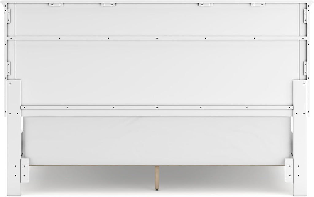 Signature Design by Ashley Fortman California King Panel Bed, White | Painted white finish with tapered feet, Hardwood solids and MDF substrate construction, Compatible with adjustable bases