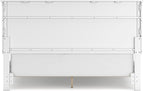 Signature Design by Ashley Fortman California King Panel Bed, White | Painted white finish with tapered feet, Hardwood solids and MDF substrate construction, Compatible with adjustable bases