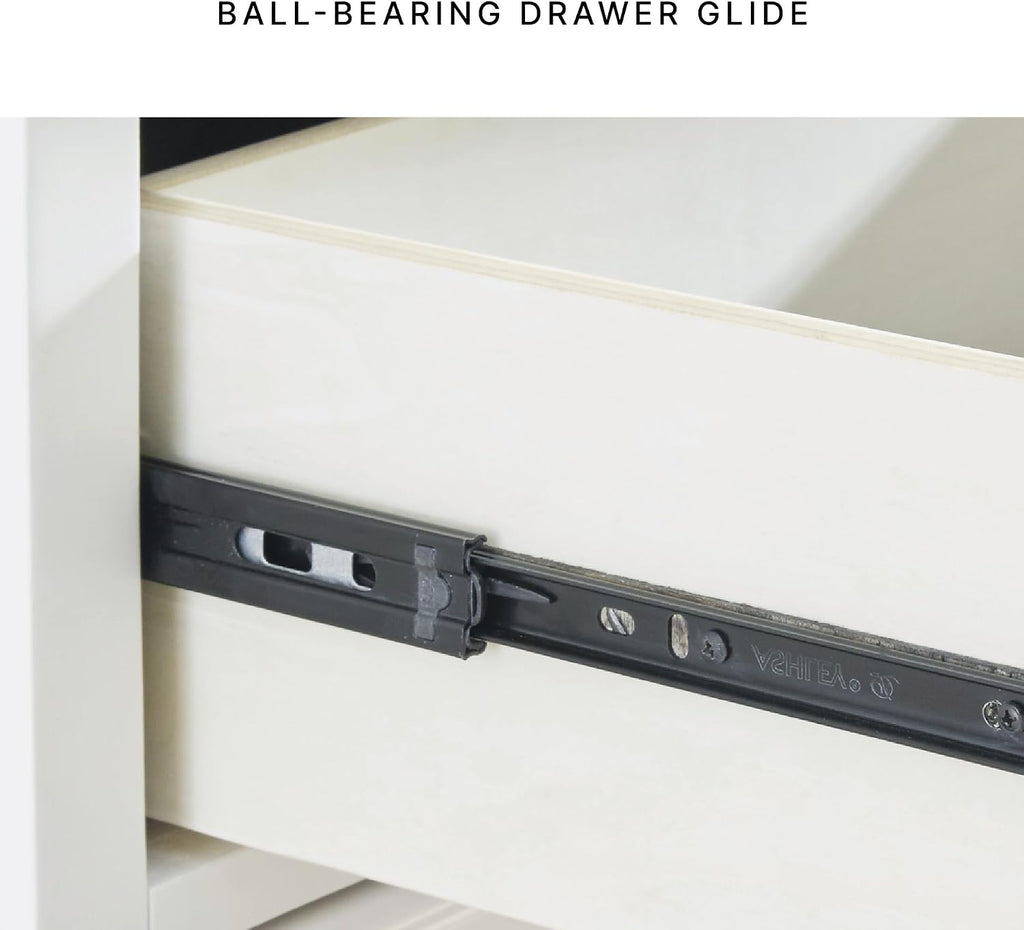 Signature Design by Ashley Fortman White 7-Drawer Wide Dresser for Bedroom | Painted wood chest, Tapered feet, Smooth ball-bearing glides, Durable hardwood solids and MDF substrate construction
