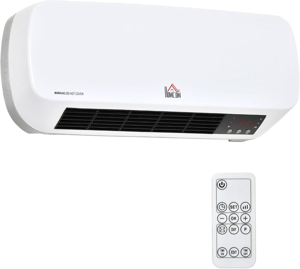 HOMCOM Wall Mounted Space Heater, 2000W Ceramic Heater, White