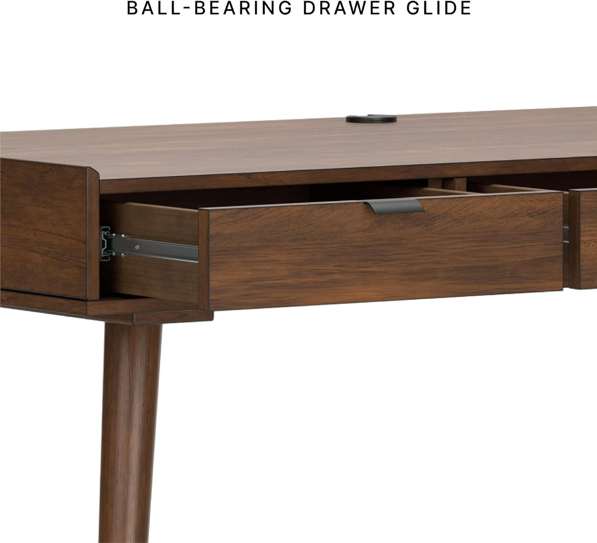Signature Design by Ashley Lyncott Home Office Desk 60" Midcentury Modern | Mid-century modern office desk, Mango wood veneer, Solid rubberwood legs, 3 dovetail drawers, Integrated cord management