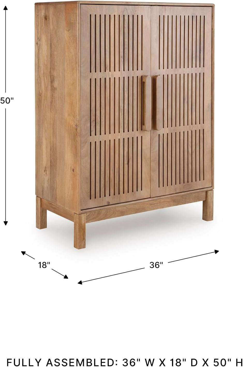 Signature Design by Ashley Solid Mango & Engineered Wood Bar Cabinet | Solid mango wood liquor cabinet, Built-in bottle and stemware racks, Minor assembly for lounges, Pellamour Series