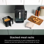 Ninja Air Fryer DoubleStack, 8 Qt, 6-in-1, Black, SL201 | Air fry, broil, roast, bake, reheat, dehydrate, Cooks 4 foods at once, Smart Finish, Match Cook