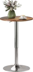 HOMCOM Round Bar Table 360 Degree Swivel Adjustable Height Rustic Brown