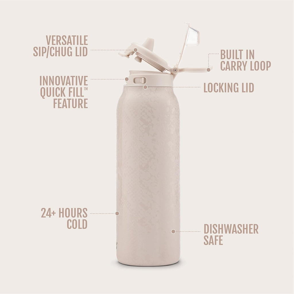 Ello Pop & Fill Insulated Stainless Steel Water Bottle with Quick Fill Lid, Leakproof Locking, Sip or Chug Spout, BPA-Free, Double Wall Vacuum Insulated for Sports, Travel & School- 22oz / 32oz / 40oz