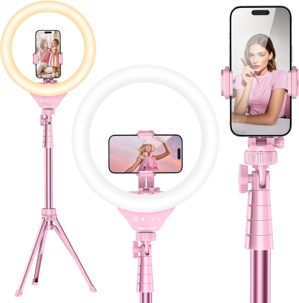 UBeesize 12'' LED RGB Ring Light with 62'' Tripod Stand, Selfie Ring Light for Video Recording, Live Streaming, TikTok & YouTube, Compatible with iPhone & Android