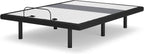 Signature Design by Ashley Adjustable Bed Frame Full Size with Audio | Sturdy metal adjustable bed with lumbar support, Built-in massage and wireless speakers, Charcoal gray upholstery