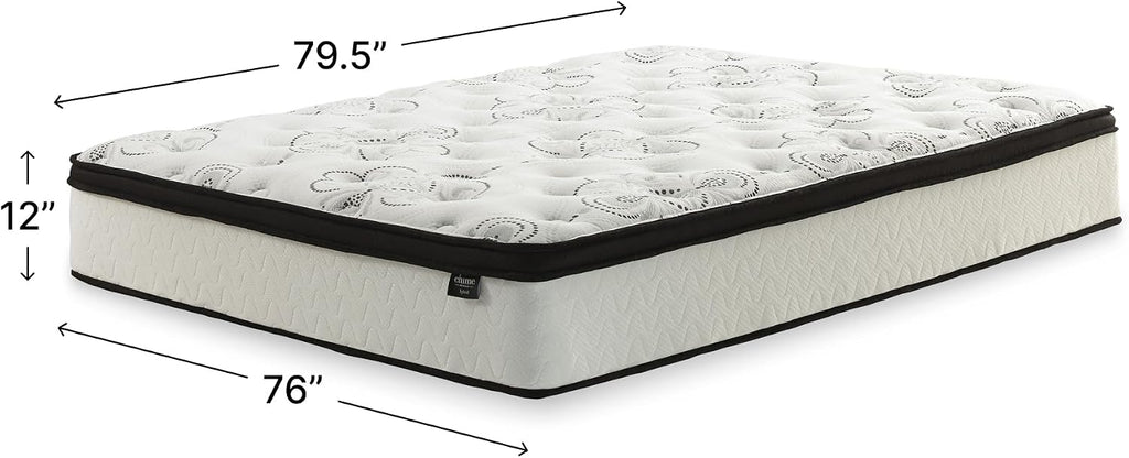 Signature Design by Ashley 12 Inch Hybrid King Mattress in a Box | Medium Firm comfort with CertiPUR-US certified gel memory foam, Pocketed coils for low motion transfer, Chime Series