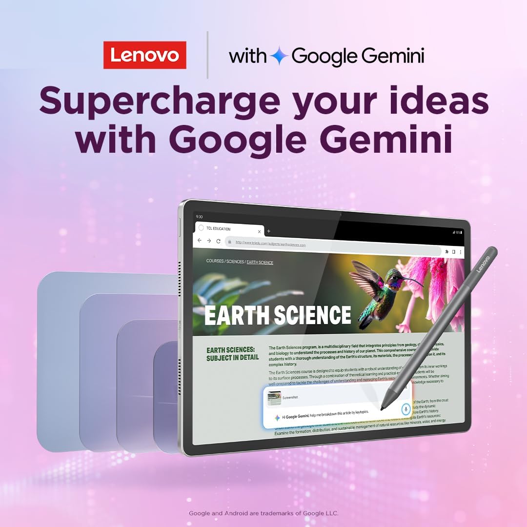 Lenovo Idea Tab Plus Android Tablet | 12.1 inch 2.5K (2560x1600) Display | MediaTek Dimensity 6400 | 8 GB RAM | 256 GB UFS 2.2 | Wi-Fi 5 | Luna Grey |Tab Pen + Folio Case