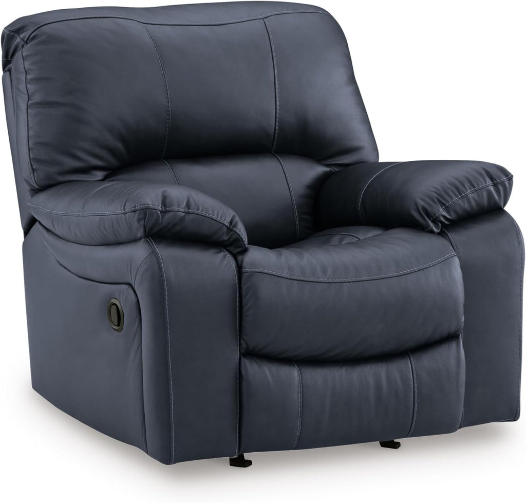 Signature Design by Ashley Leather Power Rocker Recliner Chair, Ocean Blue