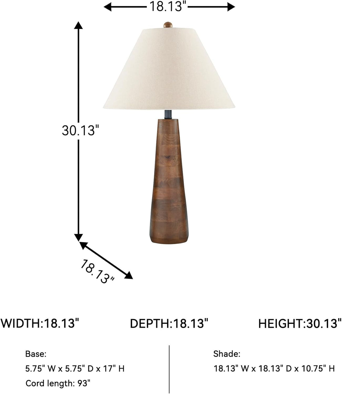 Signature Design by Ashley Danset 30" Tall Table Lamp, Honey Brown | Honey brown base crafted from wood products and other materials, Cotton empire hardback fabric shade, 3-way rotary switch
