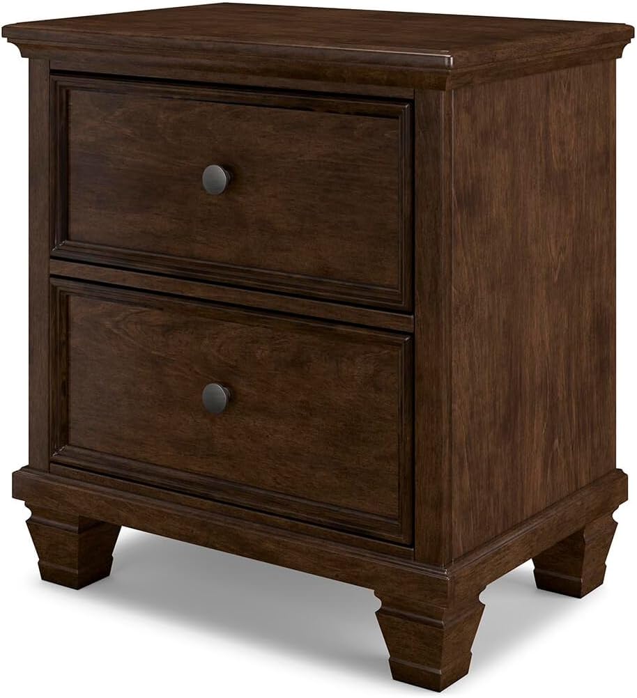 Signature Design by Ashley Danabrin Classic 2 Drawer Nightstand for Bedroom, 26.63" Tall, Dark Brown
