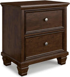 Signature Design by Ashley Danabrin Classic 2 Drawer Nightstand for Bedroom, 26.63" Tall, Dark Brown