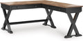 Signature Design by Ashley 2-Piece L-Shaped Corner Desk, Black/Brown | Hardwood solids, Mango wood veneer and MDF substrates, Modern farmhouse style, Dovetail drawers, Wildenauer Series