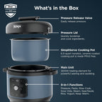 Ninja® HyperHeat™ 9-in-1 Pressure Cooker, 6.5-qt, Blue Macaron, PC201 | Cooks 2X faster, Sear, Sauté, Slow Cook, Steam & Sous Vide, 1200W, PFAS-free pot, removable SimpliServe™ pot for easy serving