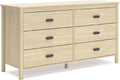 Signature Design by Ashley Cabinella 6 Drawer Bedroom Dresser, Natural Ash | 62-inch wide storage, Engineered wood (MDF/particleboard/plywood) and decorative laminate, Casual tan finish