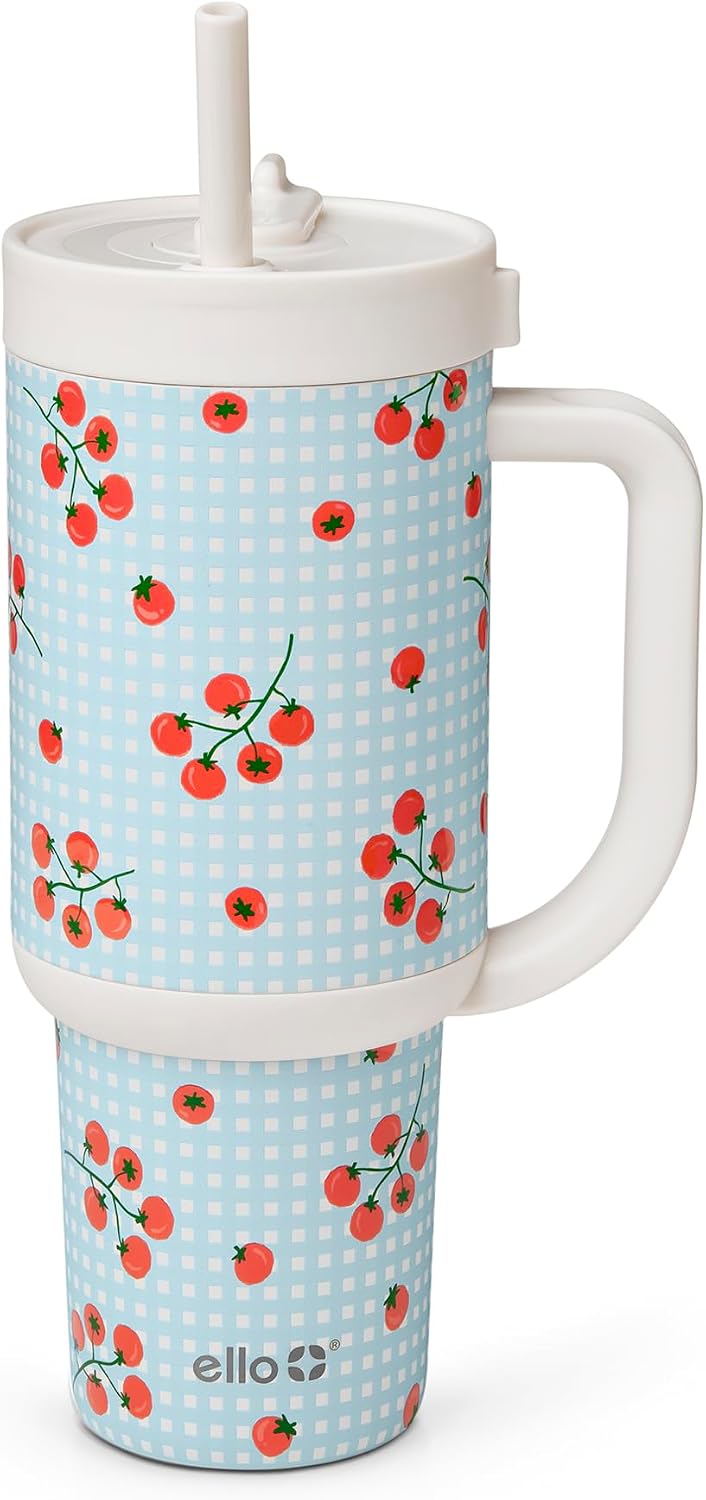 Ello Oasis 30oz Insulated Stainless Steel Tumbler with Straw, Picnic