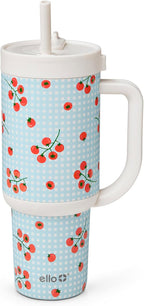 Ello Oasis 30oz Insulated Stainless Steel Tumbler with Straw, Picnic