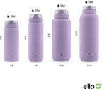 Ello Cooper 22oz Stainless Steel Water Bottle with Straw and Carry Handle, Double Walled and Vacuum Insulated Metal, Leak Proof Locking Lid with Soft Silicone Spout, Reusable, BPA Free, Lilac