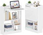 Wall Mounted Table Folding Desk,Drop Leaf Floating Table w/4 Storage Shelve
