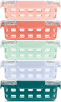 Ello Duraglass 3.4 Cup Glass Meal Prep Containers, 10 Pc, 5 Pack, Melon