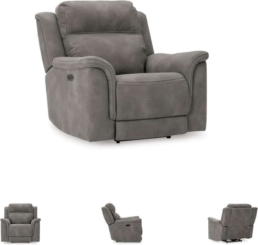 Signature Design by Ashley Power Recliner, Slate Zero Wall | Water-resistant faux leather, Zero-gravity power recline, Zero-draw USB port, Next-Gen Durapella Series