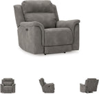 Signature Design by Ashley Power Recliner, Slate Zero Wall | Water-resistant faux leather, Zero-gravity power recline, Zero-draw USB port, Next-Gen Durapella Series