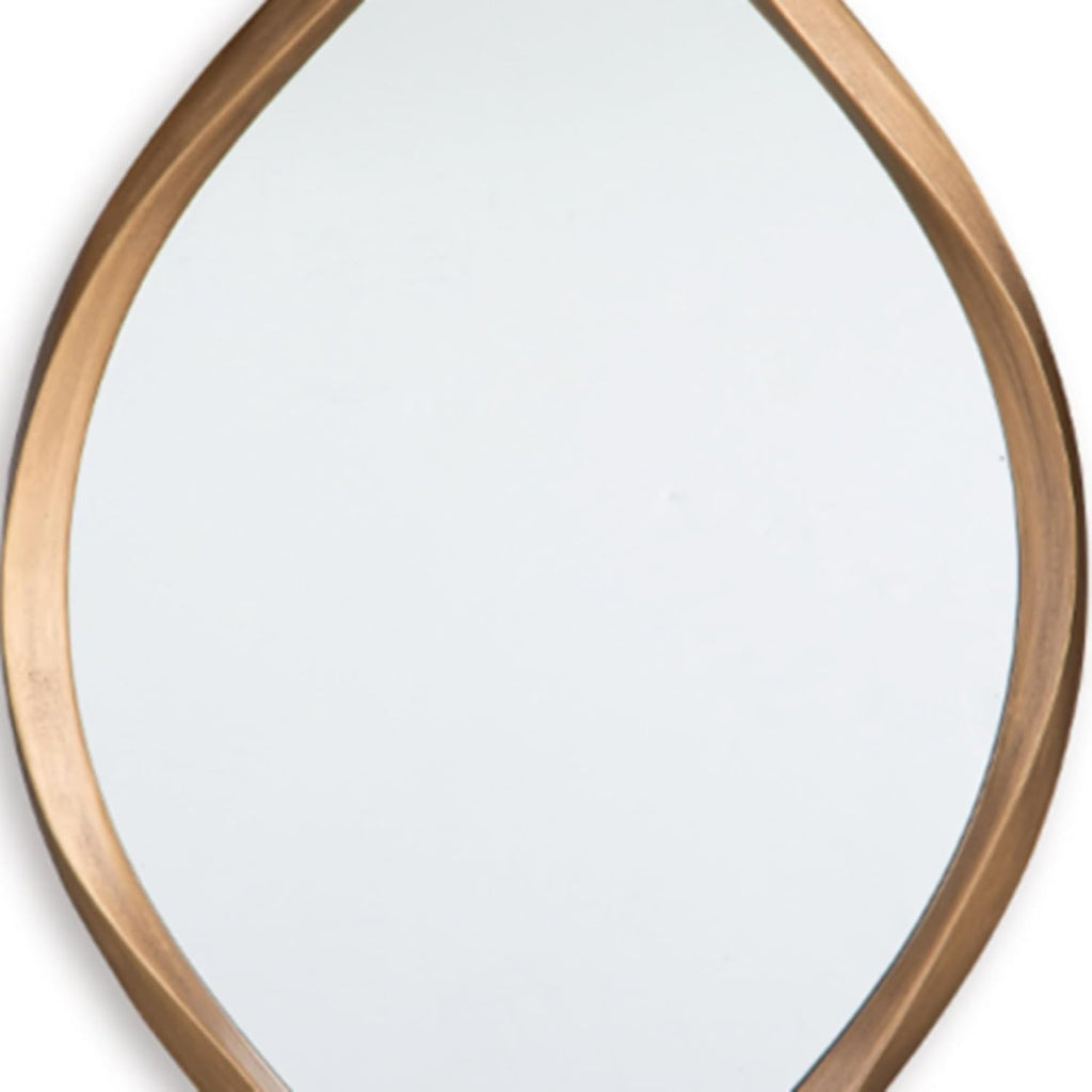 Signature Design by Ashley Bartner Accent Mirror, Gold Wavy Twisted Frame | Antiqued goldtone metal frame, Organic modern style, 4-way hanging versatility, 18x36 in size, Entryway and living room use