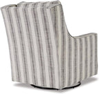 Signature Design by Ashley Kambria Swivel Glider Accent Chair, Ivory/Black | Pre-assembled convenience, 360-degree metal swivel glider base, Durable spot-cleanable polyester-linen blend fabric