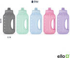 Ello Hydra 64oz Half Gallon Water Jug with Handle and Motivational Time Markers for All Day Hydration, Plastic Reusable Water Bottle with Straw and Locking, Leak Proof Lid, BPA Free, Halogen Blue