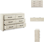 Signature Design by Ashley Cambeck 6 Drawer Dresser, Farmhouse White Wood | 59"W double dresser in engineered wood and decorative laminate, 6 drawers with faux linen lining, Includes tip restraint