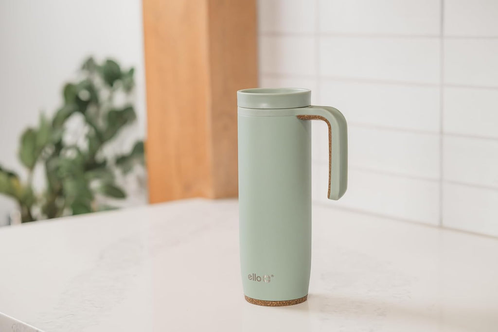Ello Magnet 18oz Insulated Stainless Steel Travel Mug with Handle, Sage