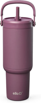 Ello Oasis Go+ 26oz Insulated Stainless Steel Tumbler with Straw, Rasberry