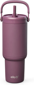 Ello Oasis Go+ 26oz Insulated Stainless Steel Tumbler with Straw, Rasberry