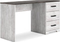 Signature Design by Ashley Farmhouse Desk with Drawers, 54", White & Gray | Engineered wood, 3 smooth-gliding drawers, Fully finished back, 19 in depth, Modern farmhouse style, Shawburn Series