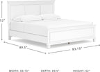 Signature Design by Ashley Fortman California King Panel Bed, White | Painted white finish with tapered feet, Hardwood solids and MDF substrate construction, Compatible with adjustable bases