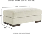 Signature Design by Ashley Large Rectangular Chenille Ottoman, Birch White | Textured polyester chenille over a durable reinforced wood frame, Pre-assembled contemporary convenience, Maggie Series