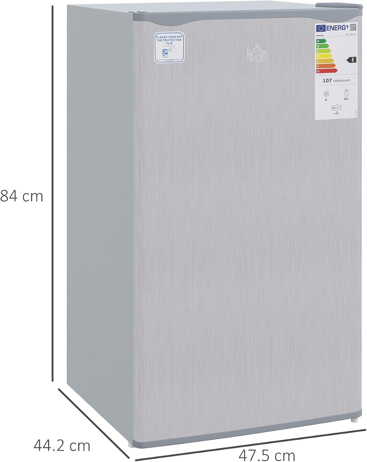 HOMCOM Under Counter Fridge 91L Small Fridge with Chiller Grey