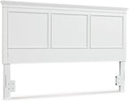 Signature Design by Ashley Headboard Only, King/California King, White | 52-inch height, Hardwood solids and durable engineered wood (MDF) substrate, Frame-mounted, Fortman Series