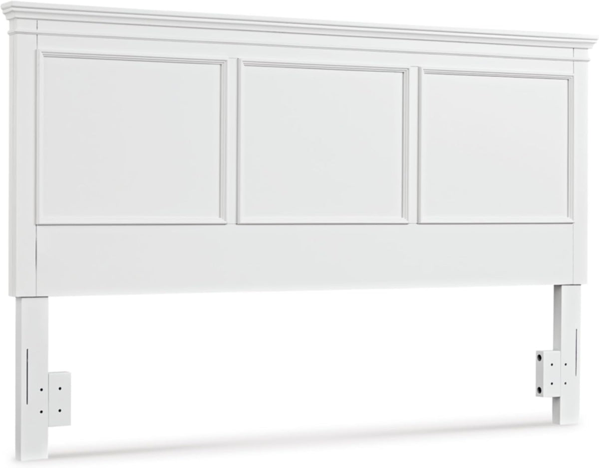 Signature Design by Ashley Headboard Only, King/California King, White | 52-inch height, Hardwood solids and durable engineered wood (MDF) substrate, Frame-mounted, Fortman Series