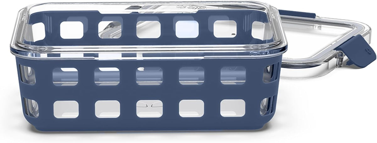 Ello Duraglass 5 Cup Glass Meal Prep Container with Lid, midnight