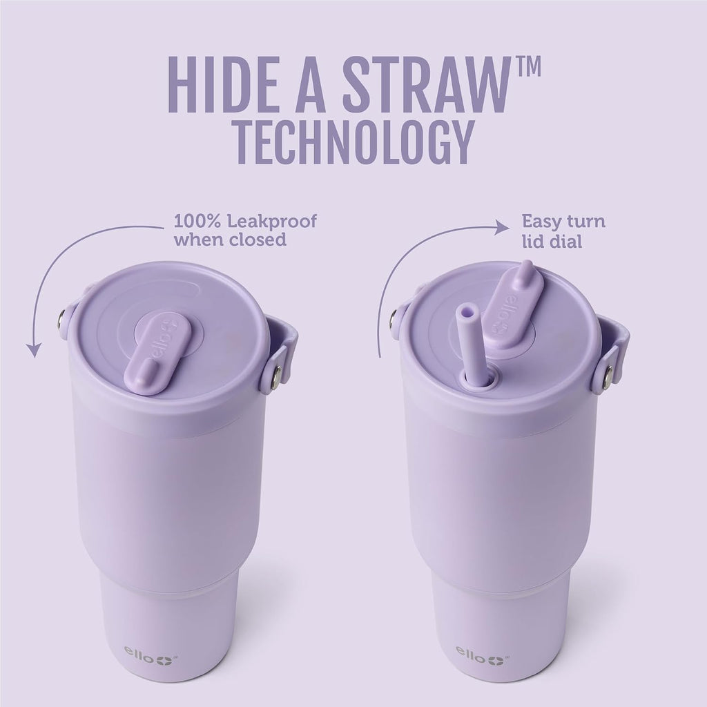 Ello Oasis Go+ 32oz Insulated Stainless Steel Tumbler with Straw, Orchid