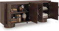 Signature Design by Ashley Accent Cabinet, 72" Dark Brown Credenza, Veeda | Premium oak veneer construction, 72-inch TV stand, Media console with cord management, Contemporary 4-door sideboard